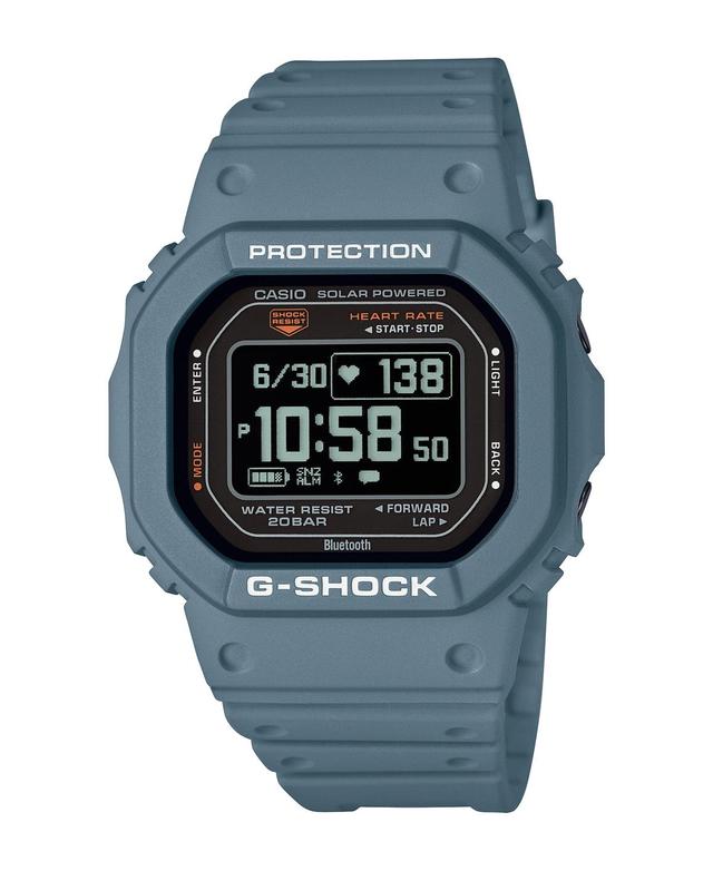 Men's Casio G-Shock Solar Powered Digital Blue Resin Strap Watch with Octagonal Black Dial (Model: Dwh5600-2) Product Image