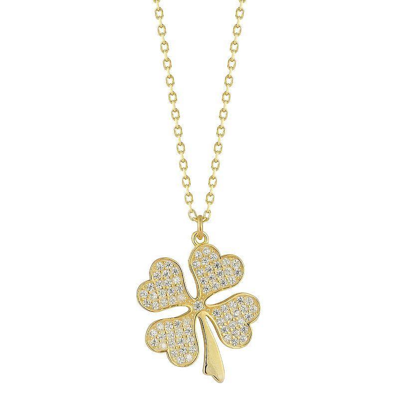 Sunkissed Sterling Cubic Zirconia Heart Clover Pendant Necklace, Womens Gold Tone Product Image