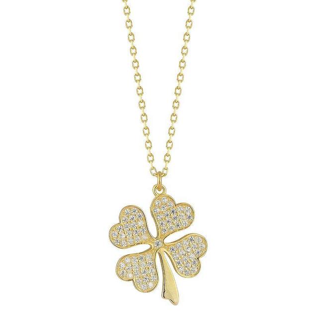 Sunkissed Sterling Cubic Zirconia Heart Clover Pendant Necklace, Womens Yellow Product Image