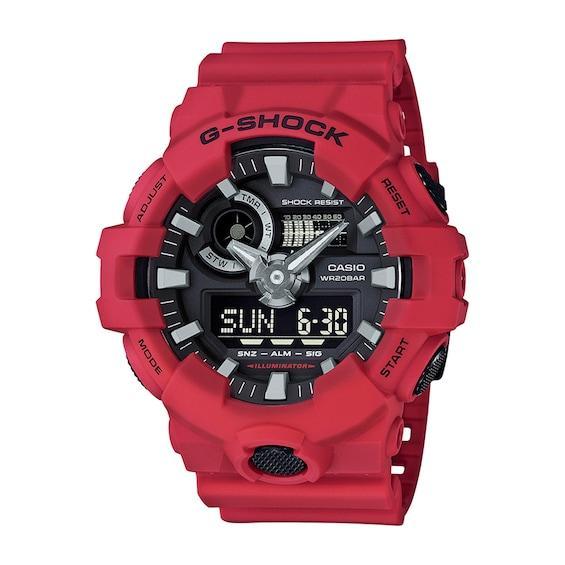 Men's Casio G-Shock Classic Red Resin Strap Watch with Black Dial (Model: Ga700-4A) Product Image