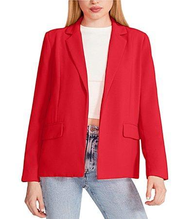 Steve Madden Payton Notch Collar Long Sleeve Side Pocket Fitted Blazer Product Image