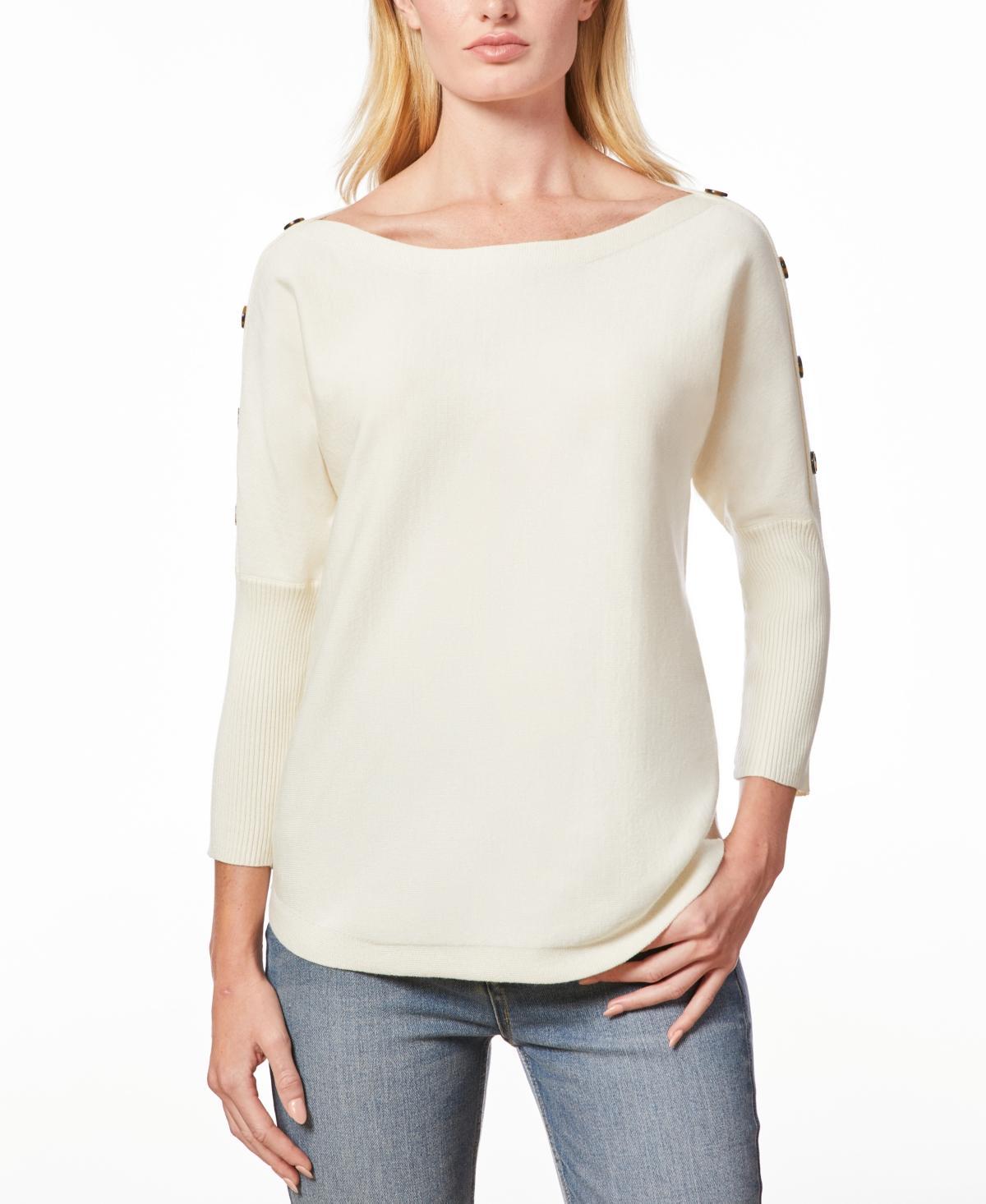 Melissa Paige Womens Dolman-Sleeve Buttoned-Sleeve Sweater Product Image