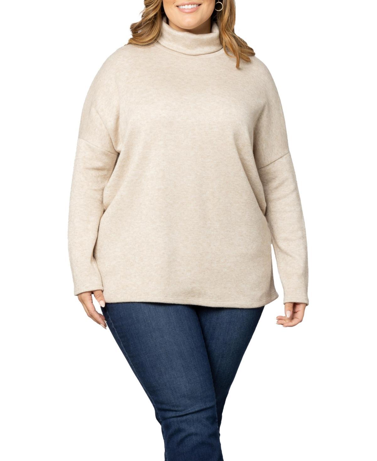 Womens Plus Size Paris Turtleneck Tunic Sweater Product Image