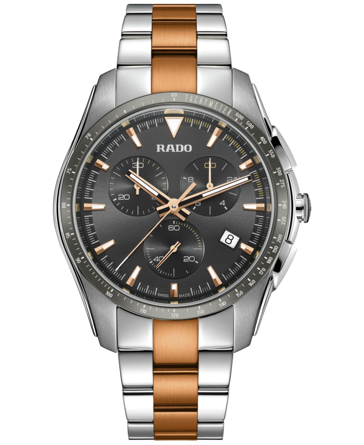 Rado Mens Swiss Chronograph Hyperchrome Two-Tone Stainless Steel Bracelet Watch 45mm - Black Product Image