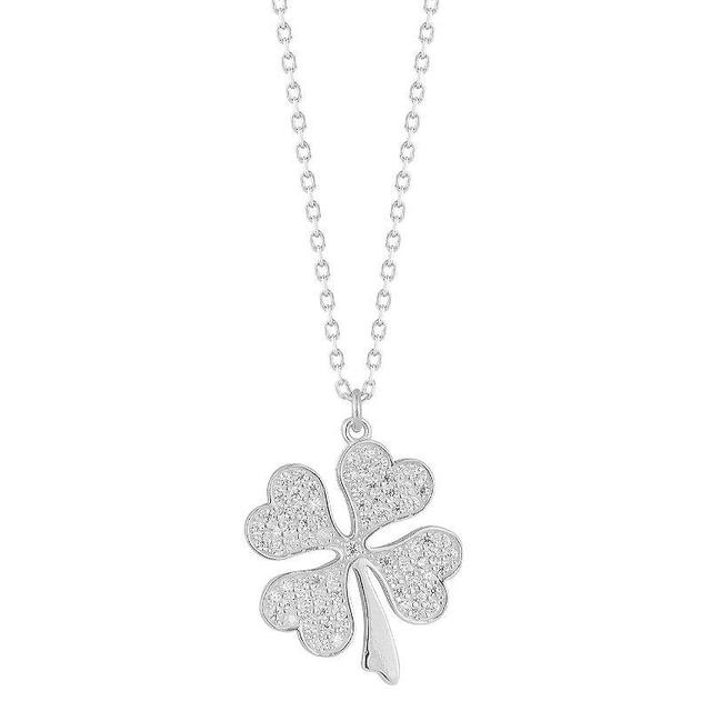 Sunkissed Sterling Cubic Zirconia Heart Clover Pendant Necklace, Womens Silver Tone Product Image