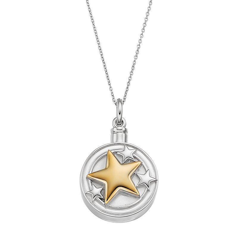 Sentimental Expressions Two Tone Sterling Silver Star Rememberance Ash Holder Necklace, Womens Grey Product Image