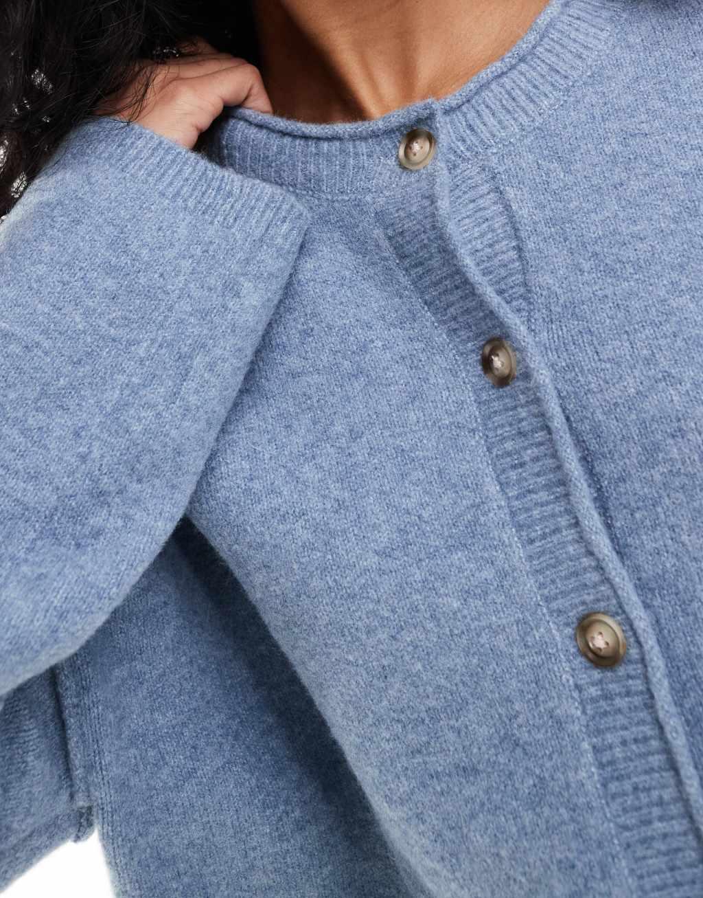 Pull&Bear cozy knit cardigan in pale blue Product Image