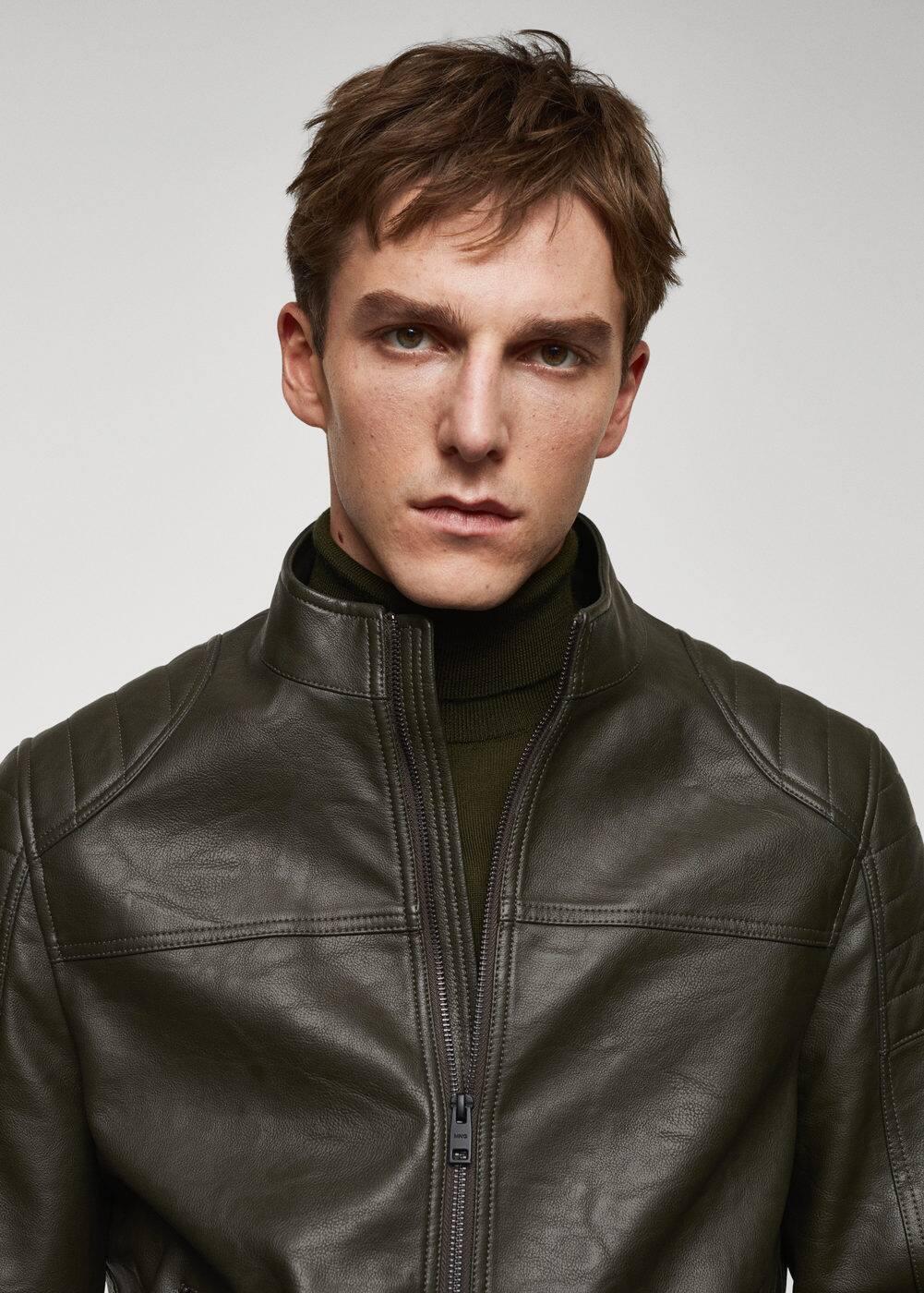 MANGO MAN - Nappa leather-effect jacket khakiMen Product Image