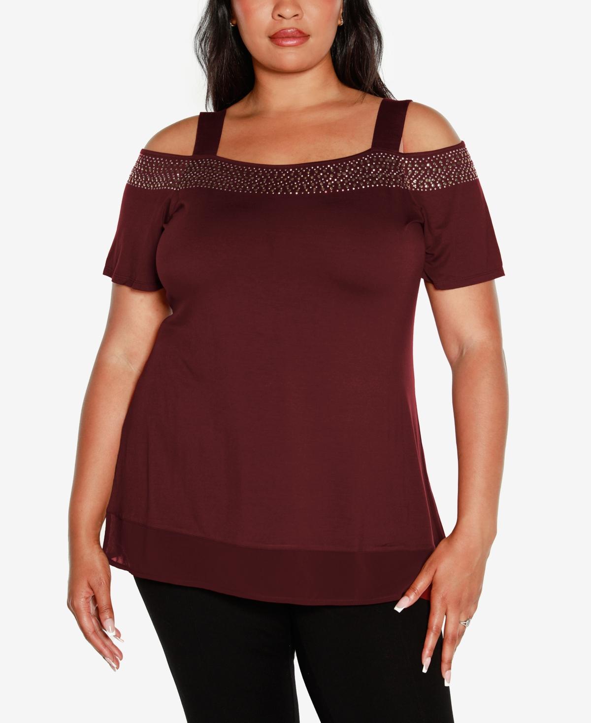 Belldini Plus Size Cold-Shoulder Top Product Image