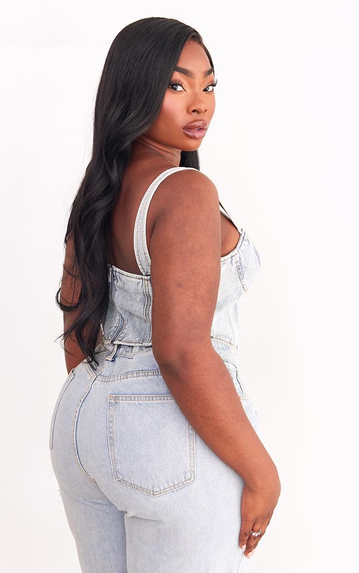 Plus Blue Acid Wash Denim Corset Product Image