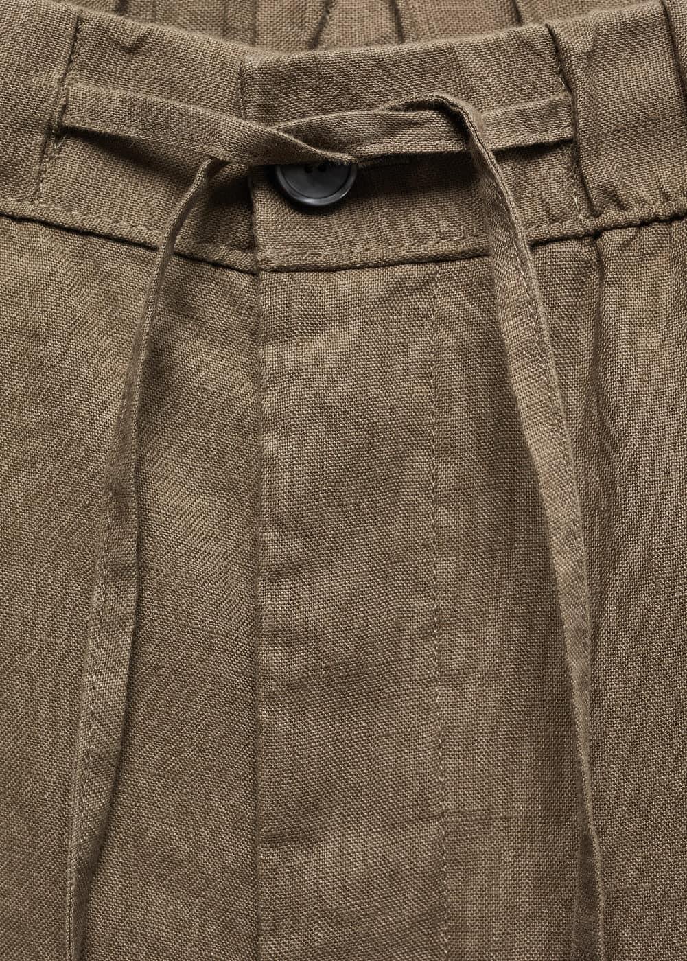 Mango Mens 100% Linen Drawstring Pants Product Image