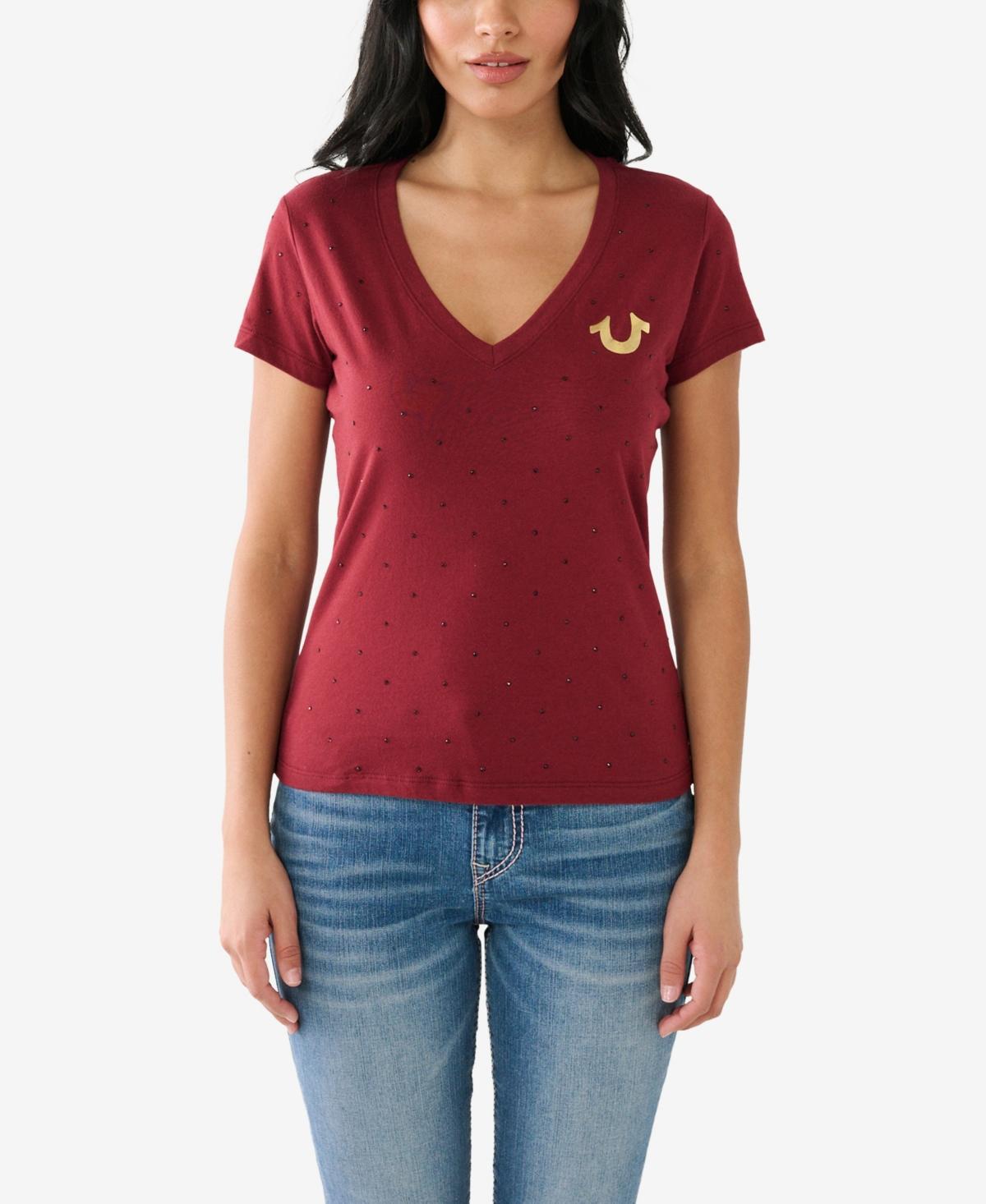 True Religion Womens Short Sleeve Horseshoe Slim V-neck T-shirt Product Image