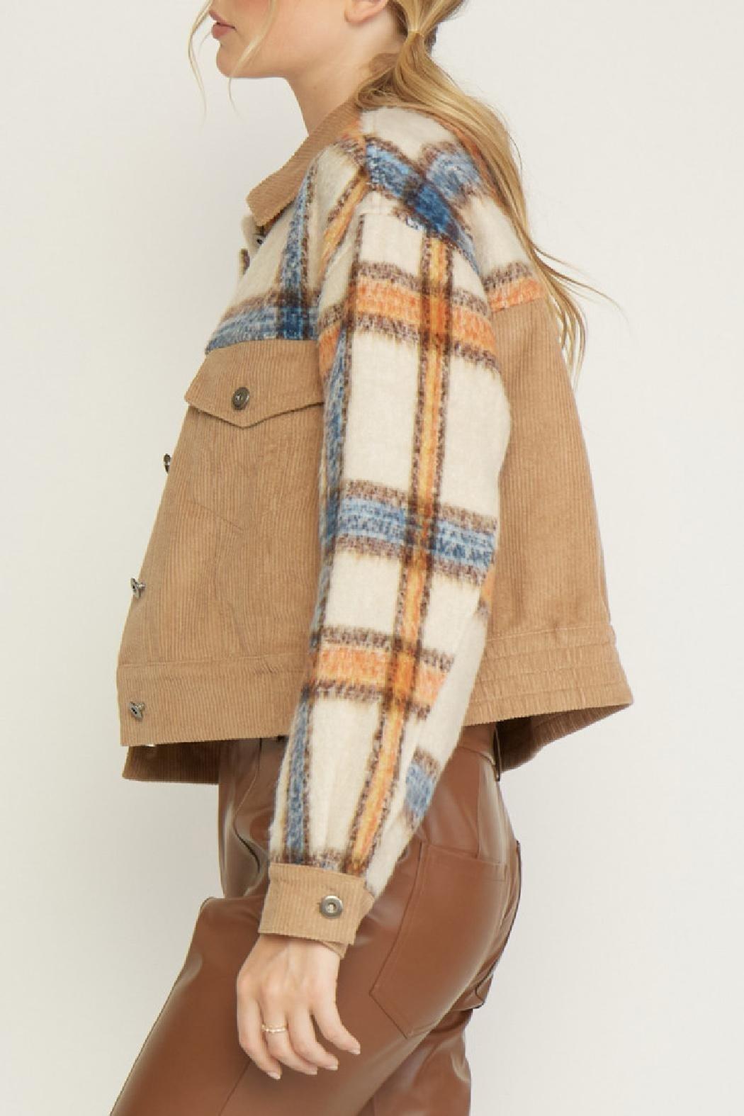 Corduroy Plaid Mix Jacket Product Image