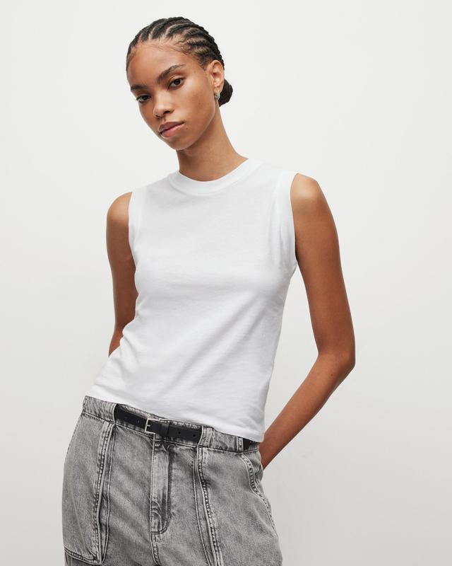 AllSaints Womens Cotton Imogen Tank, White, Size: XS Product Image