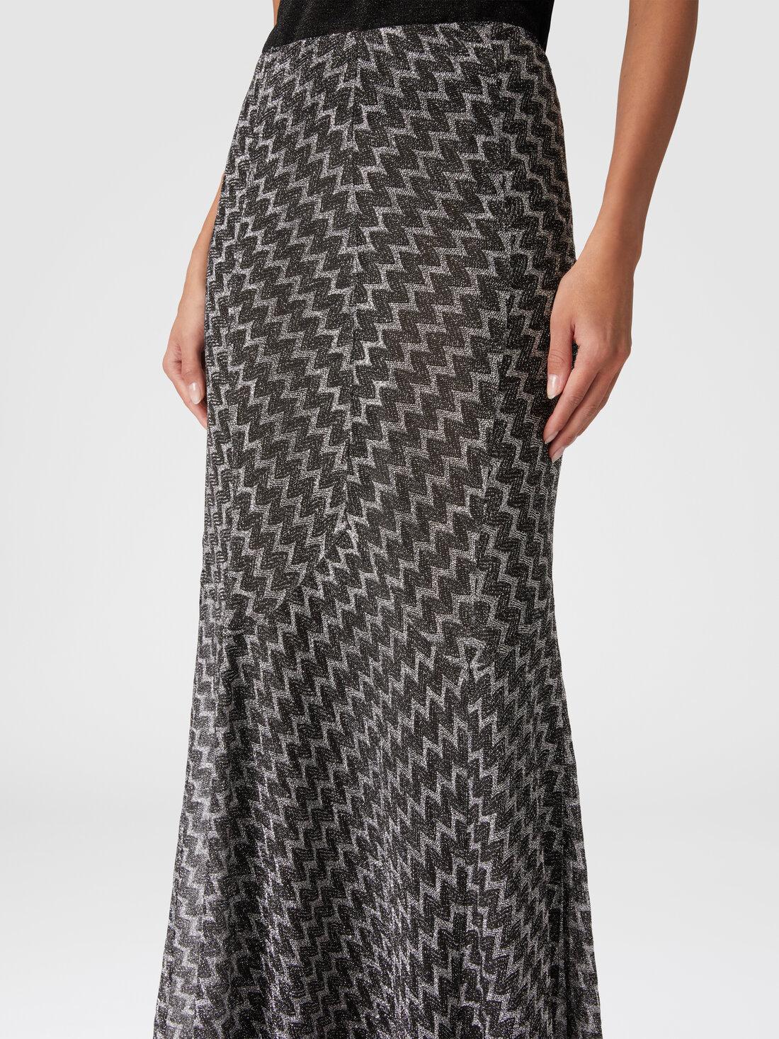 Long flared skirt in zig zag lamé viscose blend Black & Multicoloured | Missoni product image