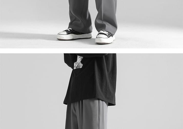 High Waist Plain Wide Leg Dress Pants Product Image