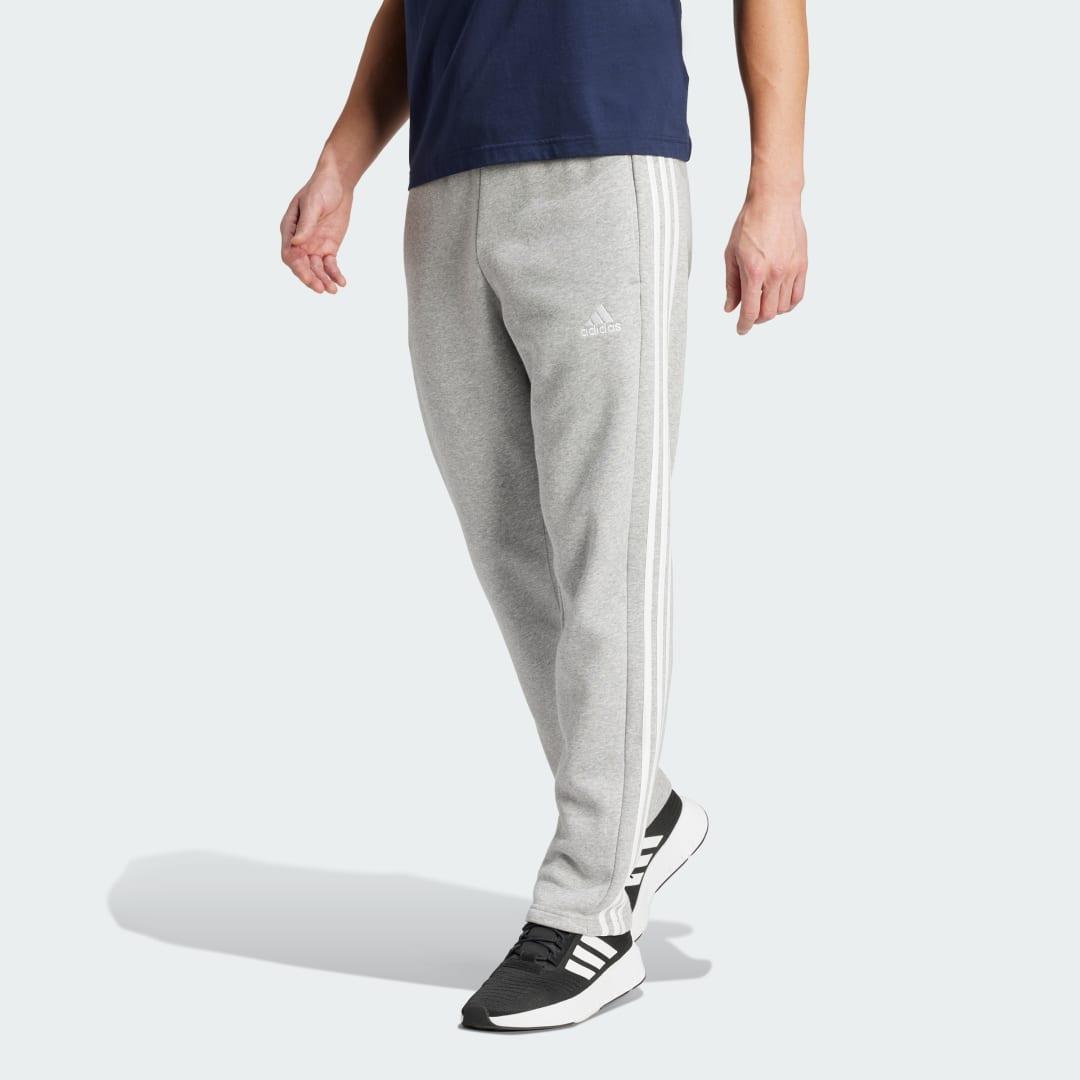 adidas Mens adidas Essentials 3-Stripes Open Hem Fleece Pants - Mens Black Product Image