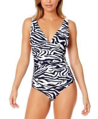 Women's V-Neck Shirred One-Piece Swimsuit Product Image