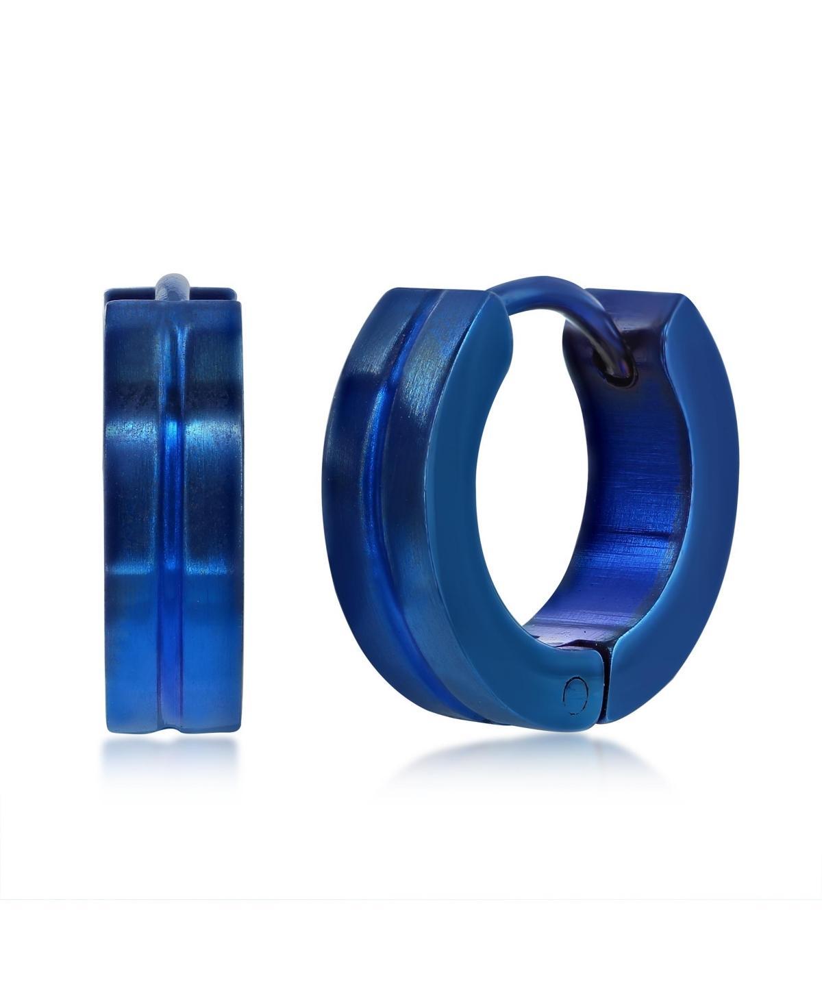 Mens Stainless Steel 13mm Lined Huggie Hoop Earrings Product Image