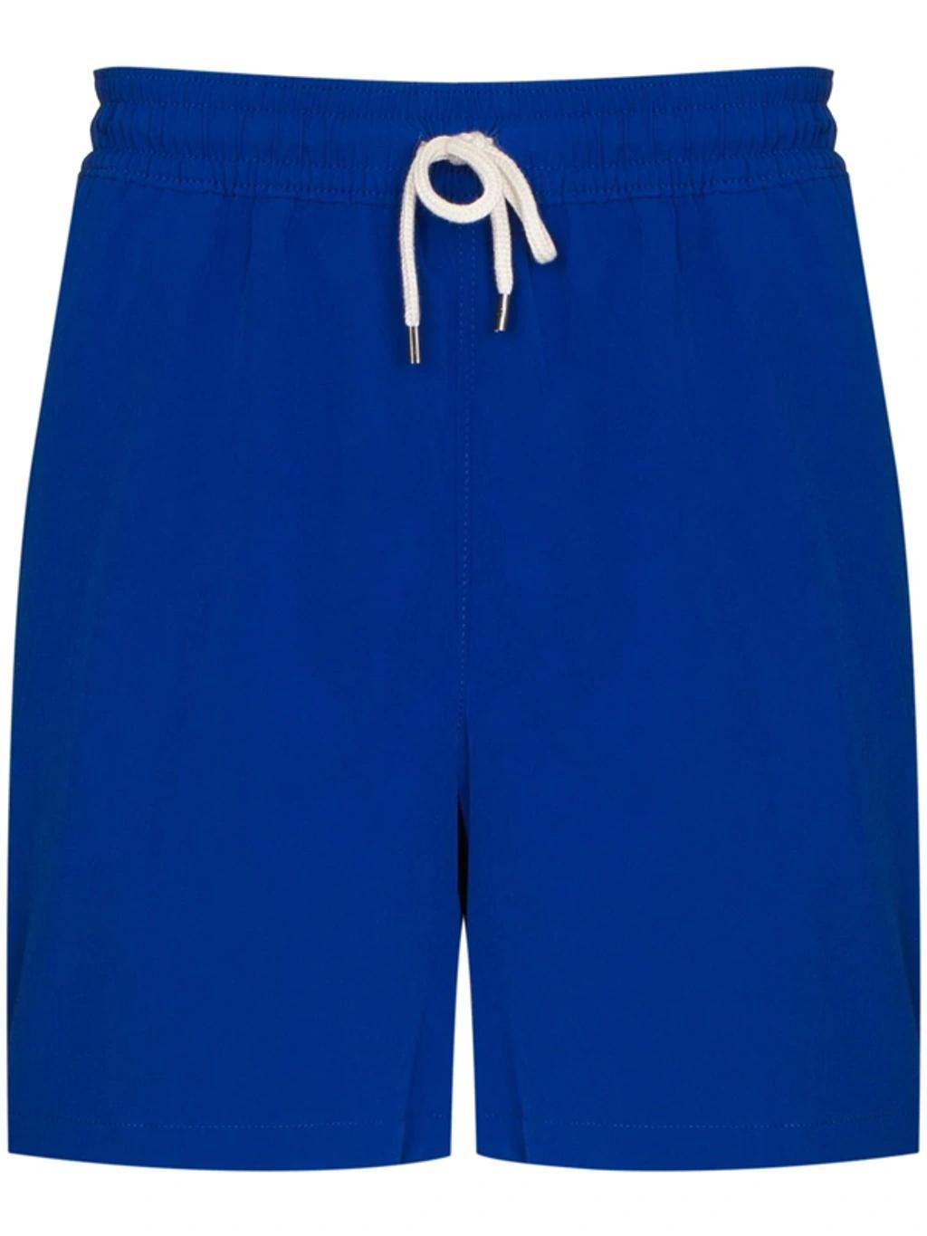 Polo Pony Drawstring Swim Shorts In Blue Product Image