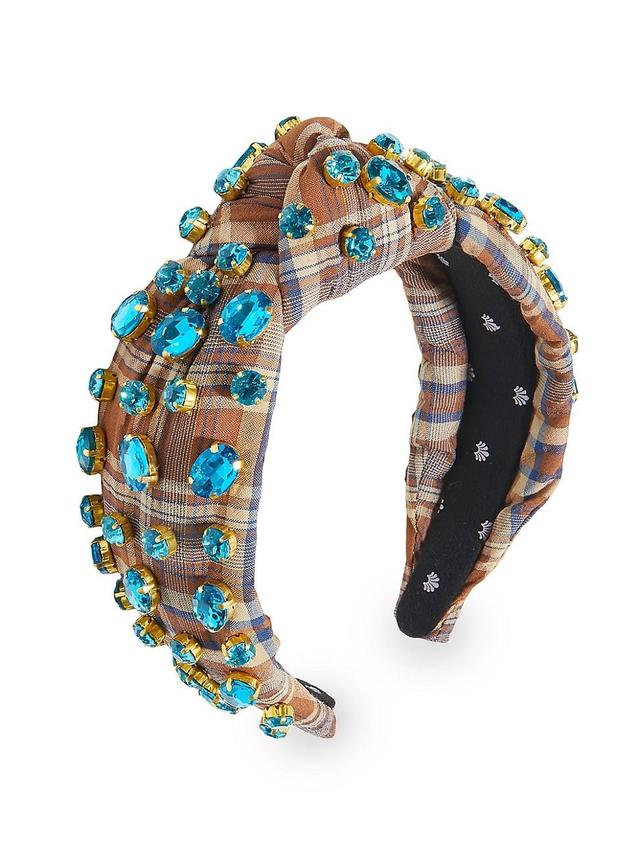 Womens Embellished Plaid Knotted Headband Product Image