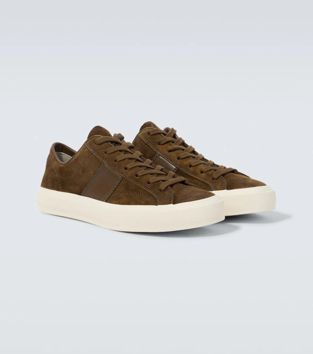 TOM FORD Cambridge Leather-trimmed Suede Sneakers In Brown Product Image