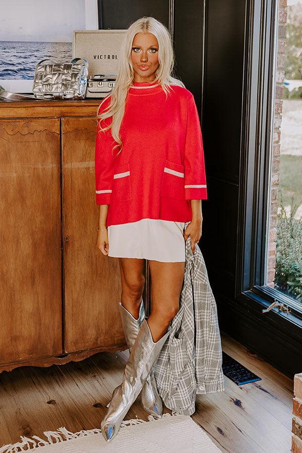 Class Act Sweater Top in Red Product Image