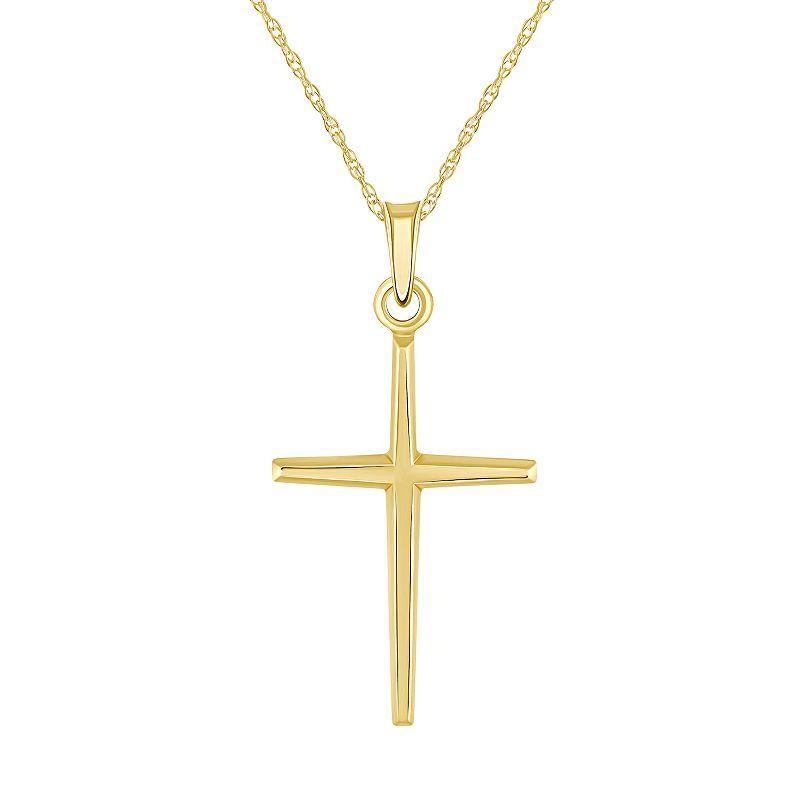 14k Gold Cross Pendant Necklace, Womens Yellow Product Image