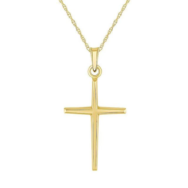 14k Gold Cross Pendant Necklace, Womens Yellow Product Image