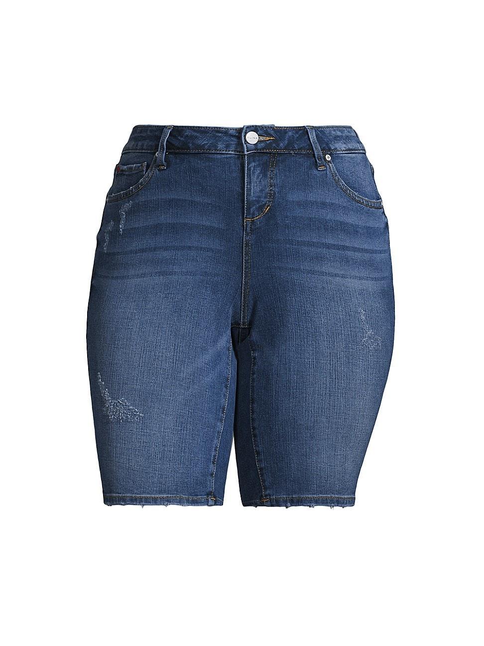 Womens Denim Mid-Rise Bermuda Shorts product image