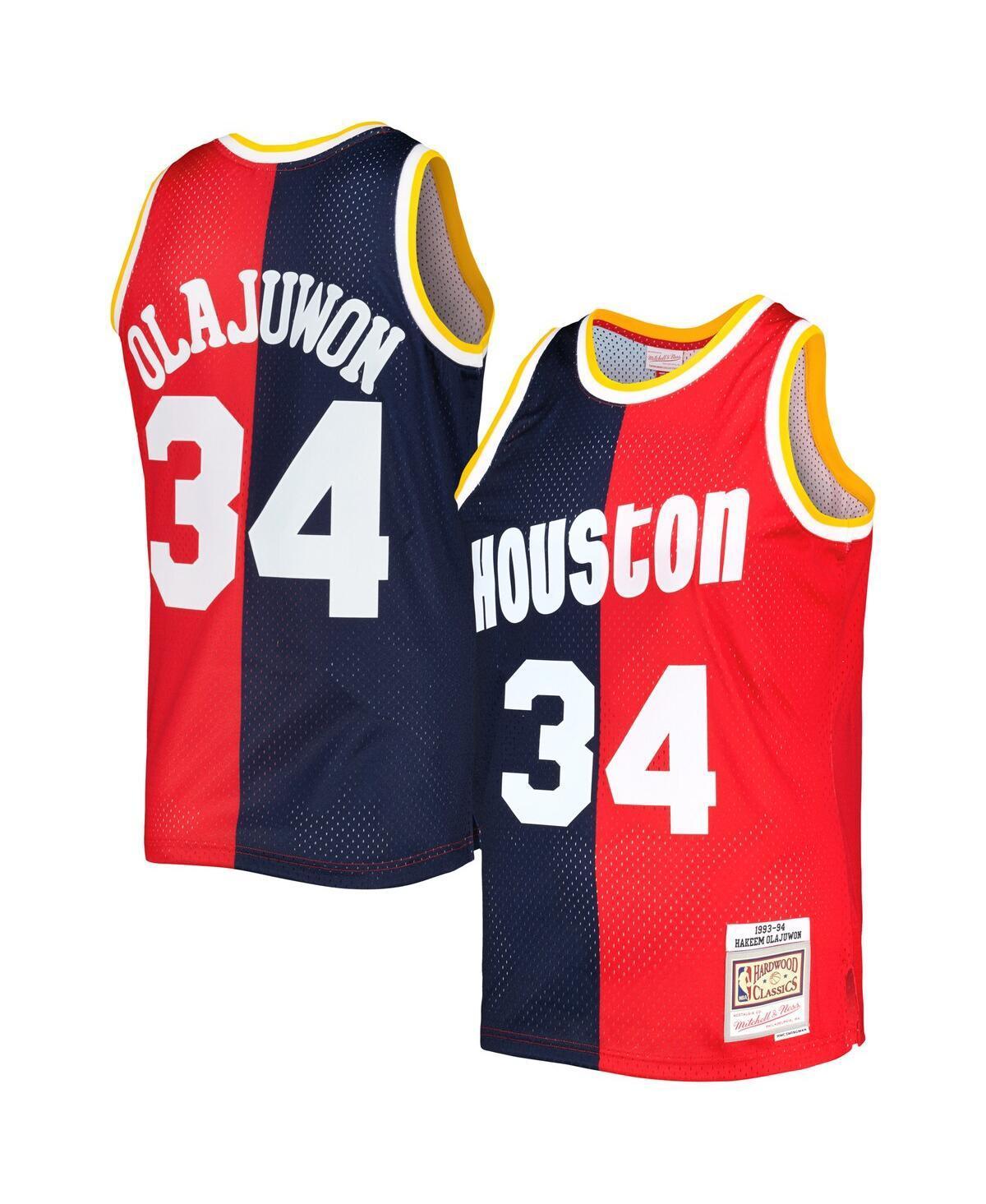 Mens Mitchell & Ness Hakeem Olajuwon Navy, Red Houston Rockets Hardwood Classics 1993-94 Split Swingman Jersey - Navy, Red Product Image