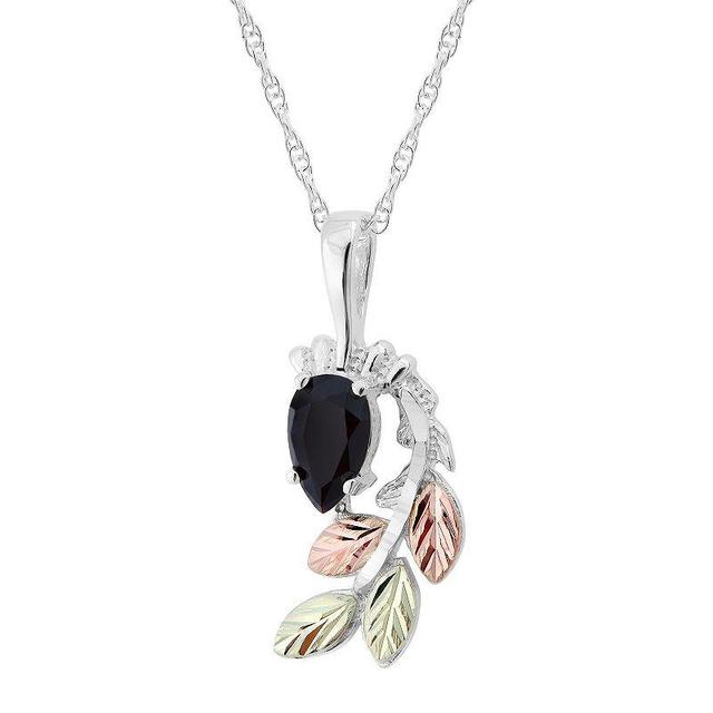 Black Hills Gold Tri-Tone Onyx Pendant Necklace in Sterling Silver, Womens Product Image