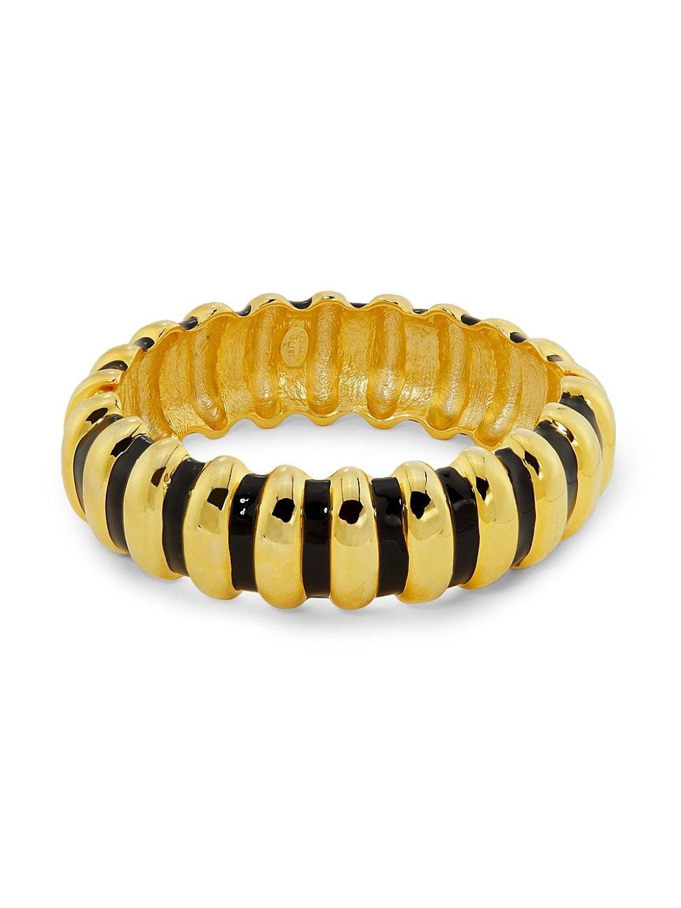 Womens Goldtone & Enamel Ribbed Bangle Product Image