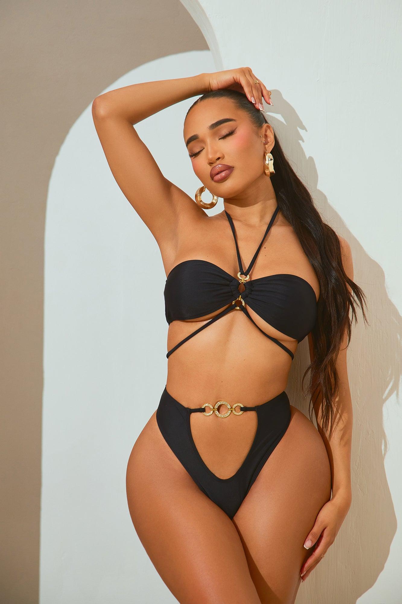 Mercedes Strappy 2 Piece Bikini - Black Product Image