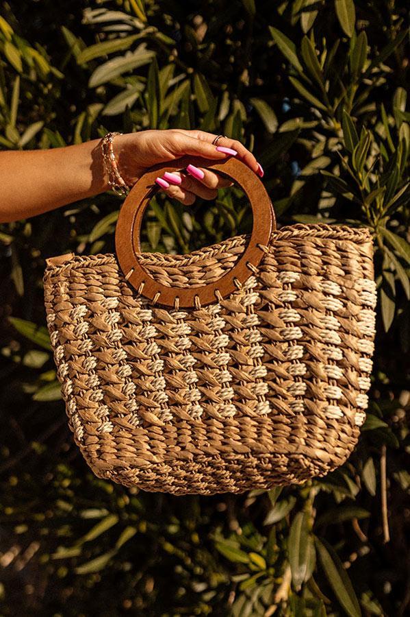 Barbados Bound Raffia Bag In Tan Product Image