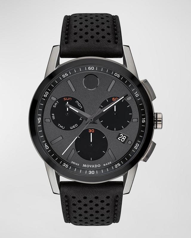 Mens Museum Sport Chronograph Perforated Leather Watch, 43mm Product Image