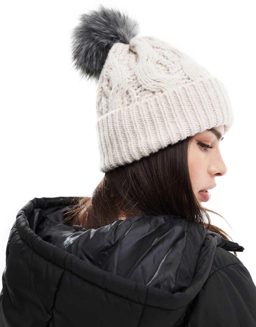 Columbia Boundless days cable knit pom beanie in dark stone Product Image