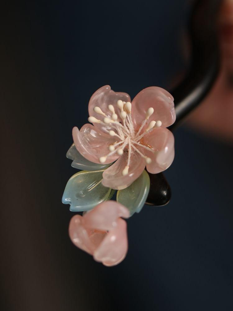 Floral Glass Wooden Hair Stick Product Image