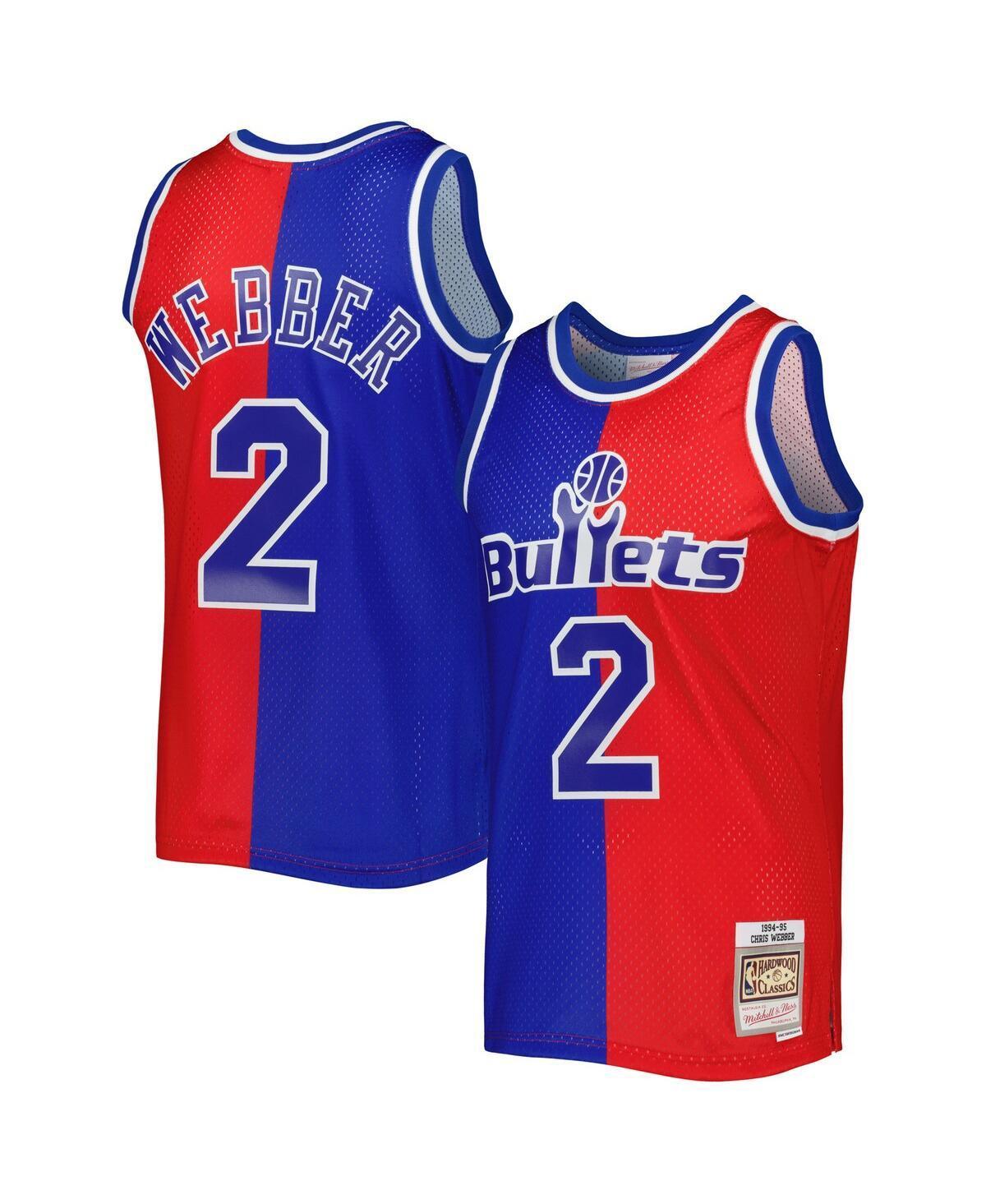 Mens Mitchell & Ness Chris Webber Blue, Red Washington Bullets Hardwood Classics 1994-95 Split Swingman Jersey - Blue, Red Product Image