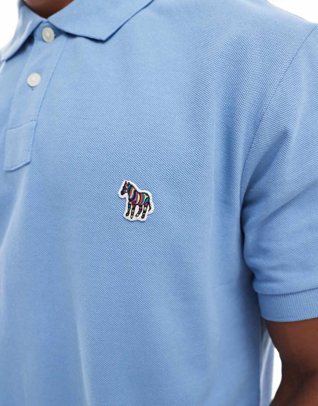 PS Paul Smith regular fit short sleeve polo with zebra logo in light blue Product Image