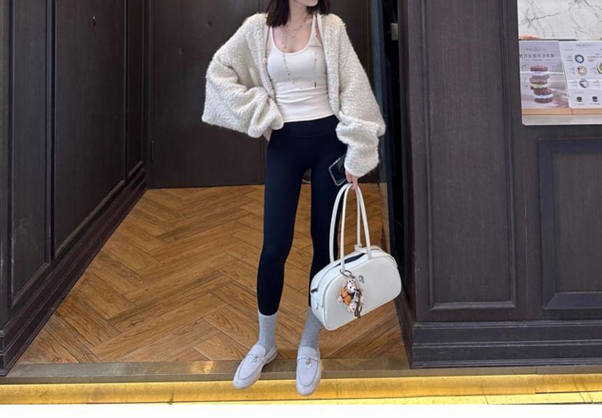 Plain Oversized Faux Shearling Jacket Product Image