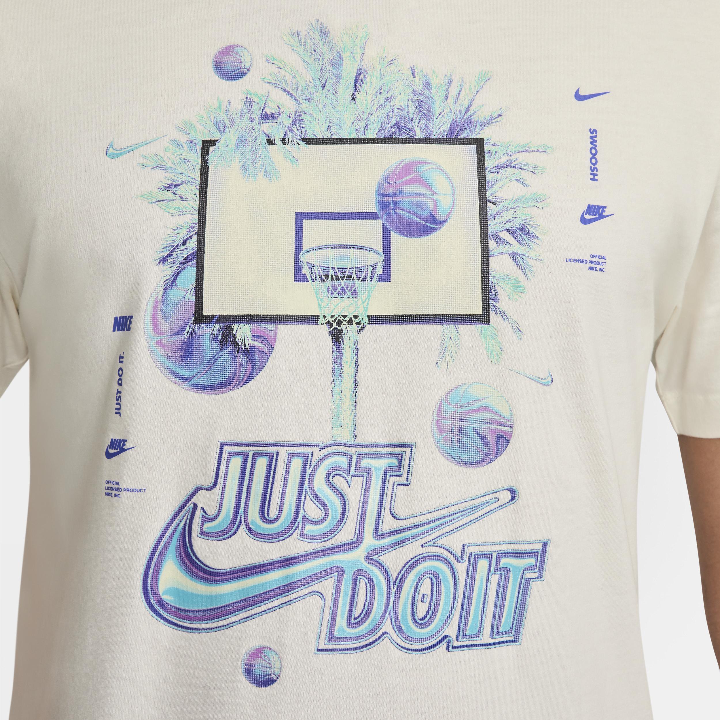 Mens Nike Iridescent Holo Chromed Print Basketball Swoosh Graphic Tee Blue Product Image