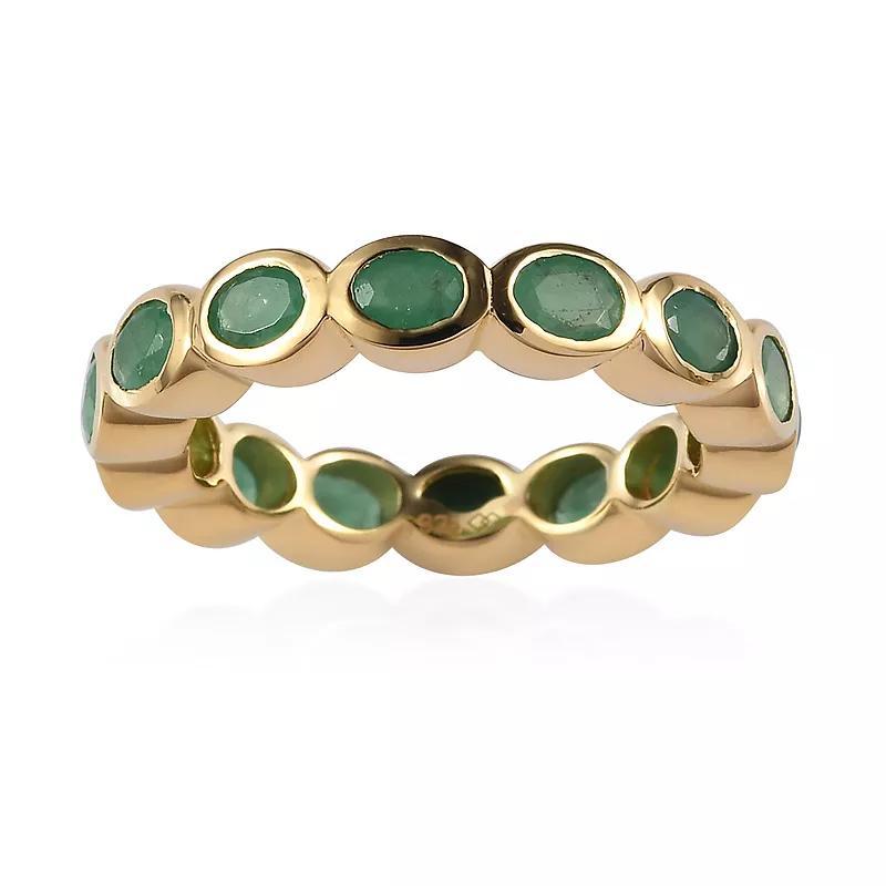 14k Gold Over Silver Natural Emerald Eternity Ring, Womens Green Product Image