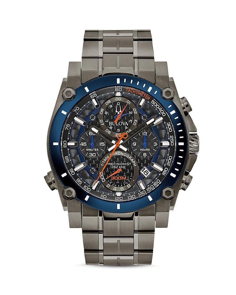 Men's Bulova Precisionist Chronograph Two-Tone IP Watch with Black Dial (Model: 98B343) Product Image