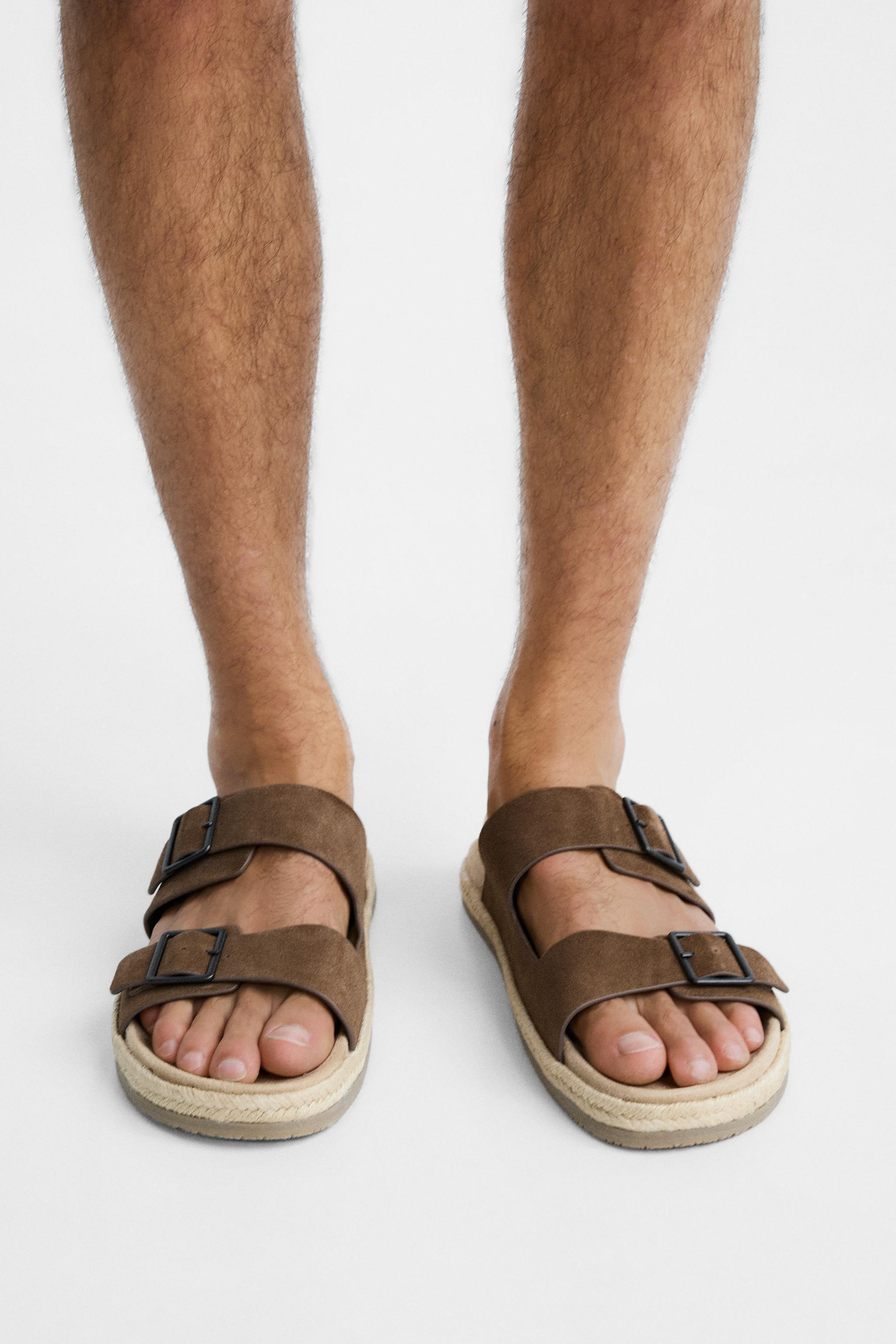 DOUBLE STRAP LEATHER SANDALS Product Image