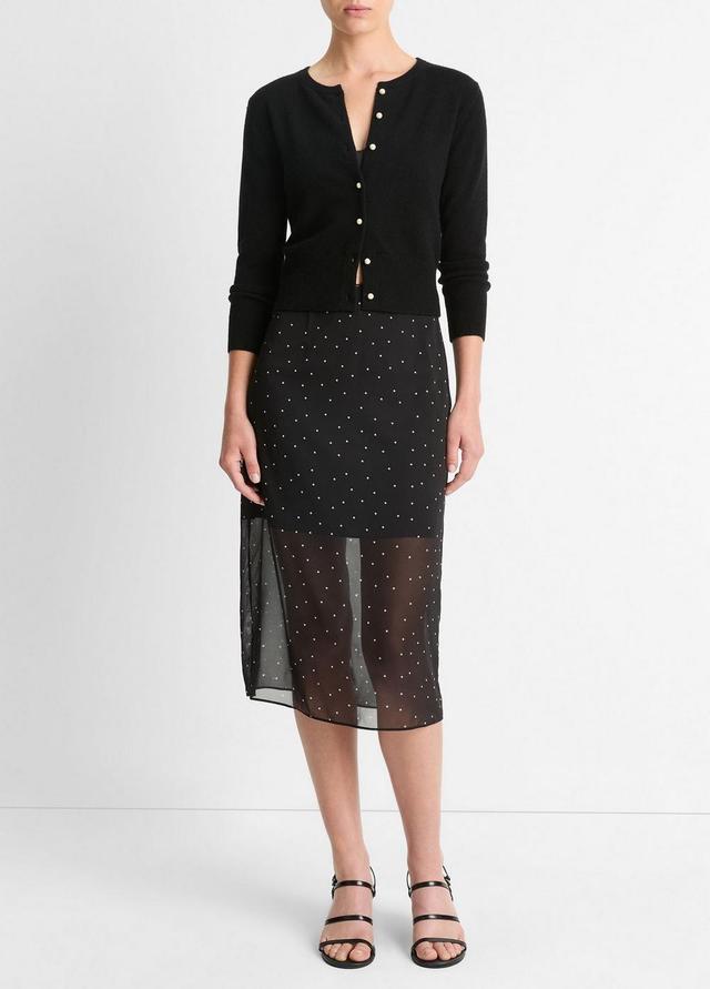 Dot-Print Sheer Stretch-Silk Overlay Skirt Product Image