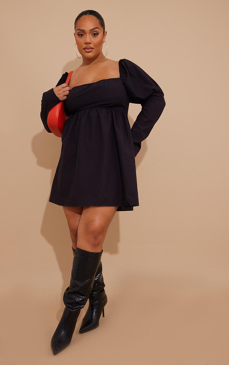 Plus Black Puff Sleeve Shift Dress product image