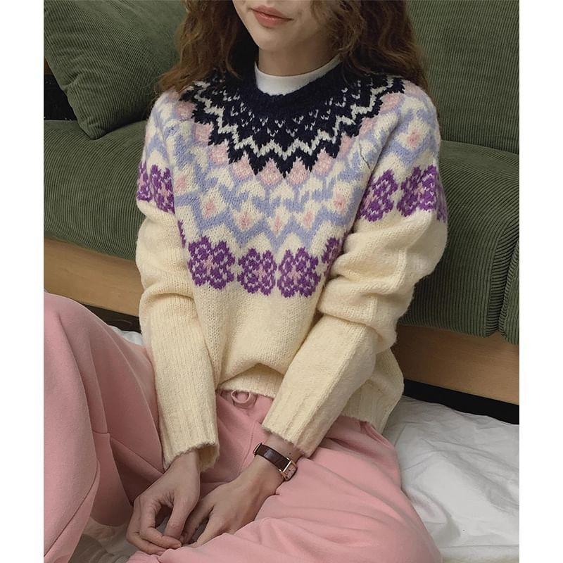 Crewneck Floral Jacquard Sweater product image