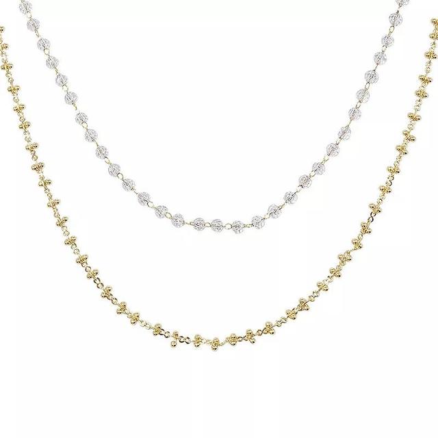 LC Lauren Conrad Gold Tone 2-Row Dotted Beads Necklace, Womens, White Product Image