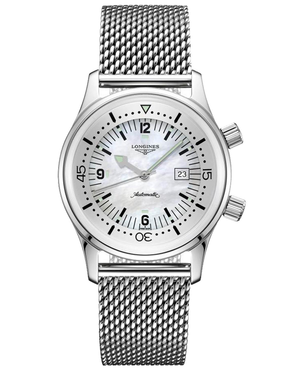 Longines Womens Swiss Automatic Legend Diver Stainless Steel Mesh Bracelet Watch 36mm Product Image